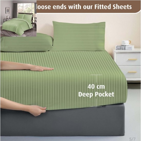Fitted Bed Sheet Set-Pure Cotton-2 Pillowcase Single/King Sing/Double/Queen/King