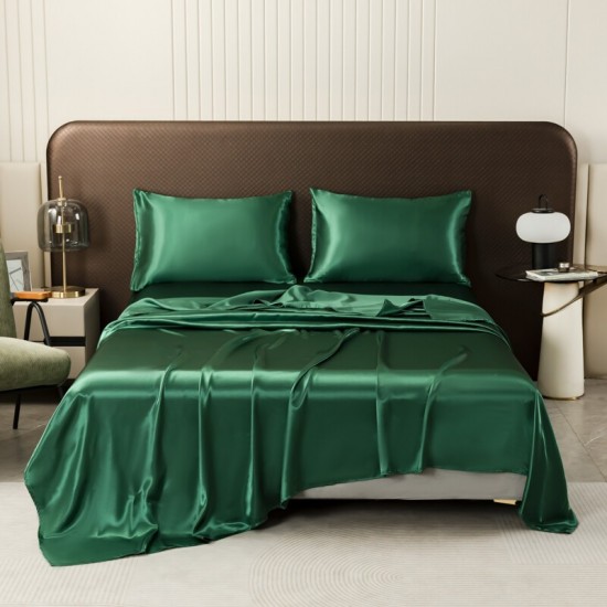 Satin Silk For Bedding Flat Bed Sheet / Pillowcase / Flat Sheet Queen/King Bed