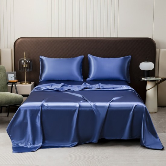 Satin Silk For Bedding Flat Bed Sheet / Pillowcase / Flat Sheet Queen/King Bed