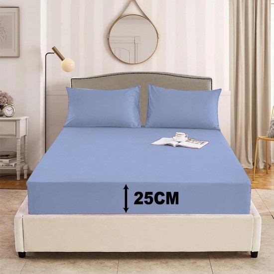 Extra Deep 25cm Fitted Sheet Bed Sheets Single Double King Super King Bed Size