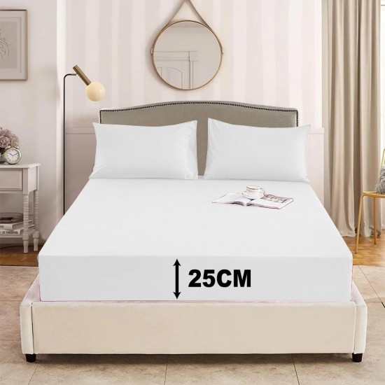 Extra Deep 25cm Fitted Sheet Bed Sheets Single Double King Super King Bed Size