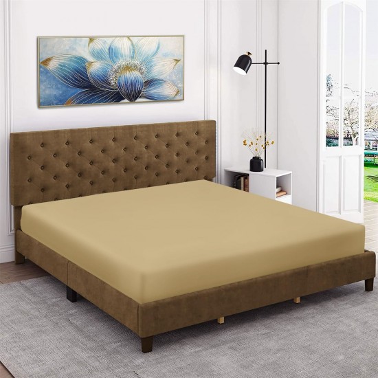Easy Iron Natural Percale Cotton Single Double King Fitted Super Bed Sheet