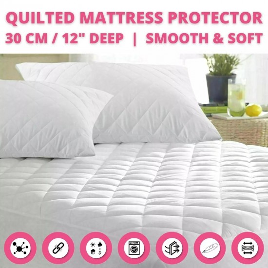 Extra Deep Quilted Matress King Size Mattress Protector Sheet Fitted Bed Cover