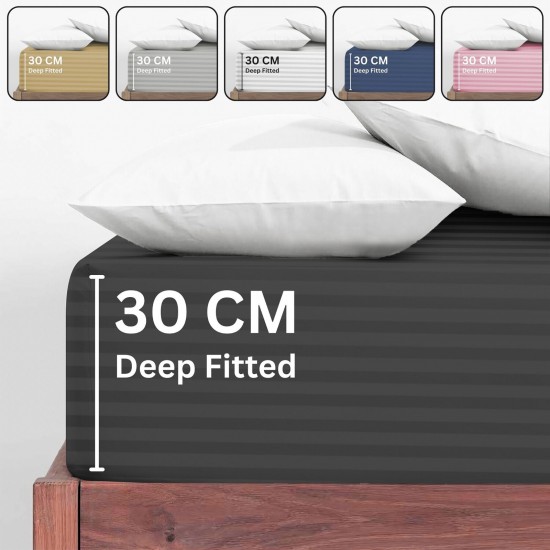 100% P Cotton Extra Deep Fitted Sheet 200 Tc 30cm Bed Sheets Single Double King