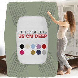 Extra Deep 25cm Full Fitted Sheet Bed Sheets Single Double King Super King Size Style 8252