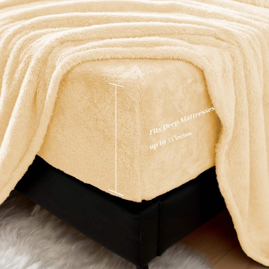 Teddy Fleece Deep Fitted Single Sheet Soft Thermal Warm Cosy Double King Bedding