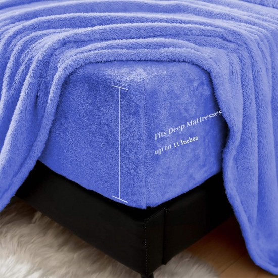 Teddy Fleece Deep Fitted Single Sheet Soft Thermal Warm Cosy Double King Bedding