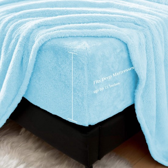 Teddy Fleece Deep Fitted Single Sheet Soft Thermal Warm Cosy Double King Bedding