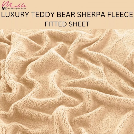 Extra Deep 30cm Teddy Bear Sherpa Fleece Fitted Sheet Cosy Warm Luxury Bed Linen