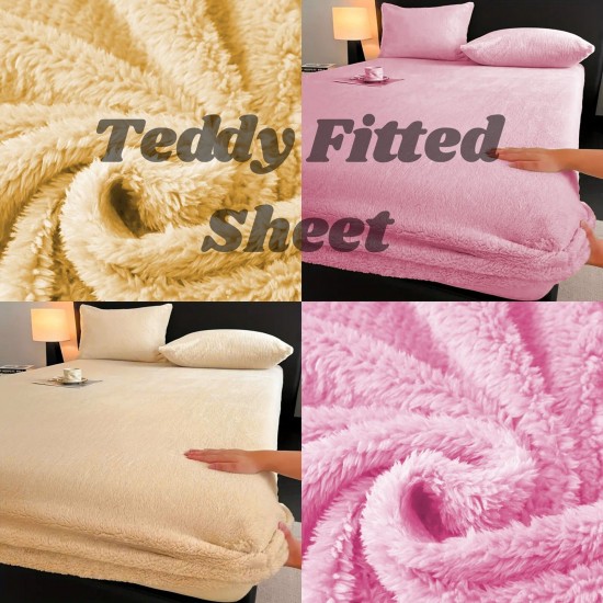 Extra Deep 30cm Teddy Bear Sherpa Fleece Fitted Sheet Cosy Warm Luxury Bed Linen