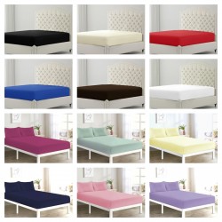 40CMDeep Fitted Sheet Soft Bed Sheet Single, Double, King, Super King or Pillowcase