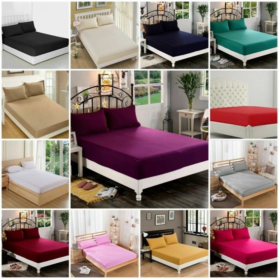 Extra Deep 30cm Fitted Sheet Bed Sheets 100% Poly Cotton Single Double King Size