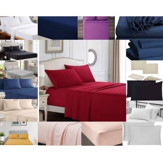 Luxury Microfiber Deep Fitted Sheet 25/30/40cm Single Double King Super King
