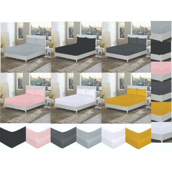 Luxury Microfiber Deep Fitted Sheet 25/30/40cm Single Double King Super King
