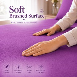 Thermal Flannelette Sheet Set 100% Brushed Cotton 4PC Fitted Flat Sheet PC Cases
