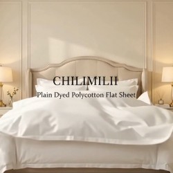 Flat Sheets Plain Dyed 100% Poly Cotton Percale Quality Soft Bed Sheet All Sizes