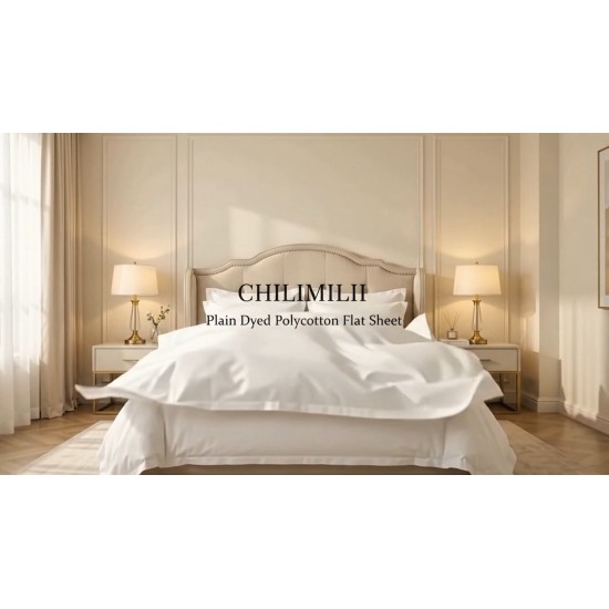 Flat Sheets Plain Dyed 100% Poly Cotton Percale Quality Soft Bed Sheet All Sizes