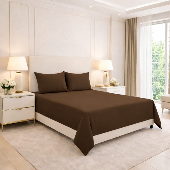 Flat Sheets Plain Dyed 100% Poly Cotton Percale Quality Soft Bed Sheet All Sizes