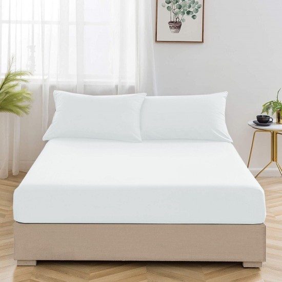 Deep 25cm Fitted Sheet Bed Sheets Poly Cotton Anti Wrinkle