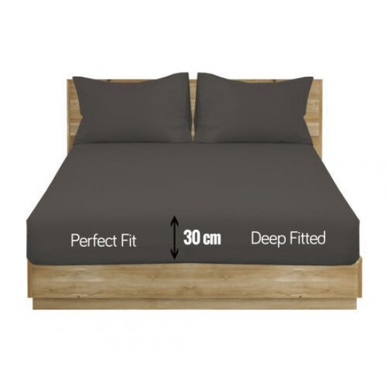 Extra Deep Elastic 30cm Fitted Bed Sheets For Mattress Single/Double/King&SK