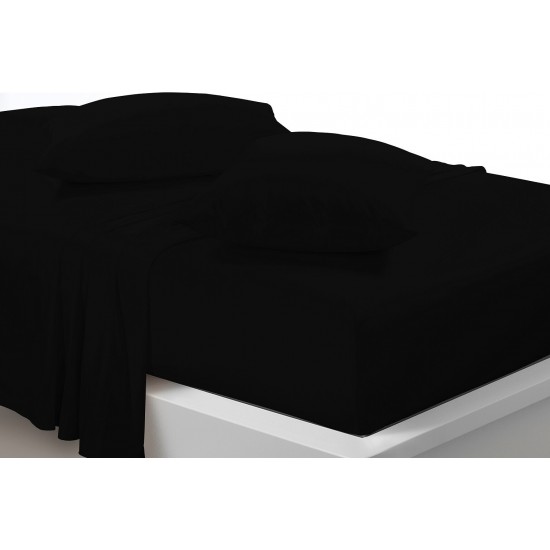 Poly Cotton Luxury Non-Iron Percale Fitted Sheet Single Double King Super King