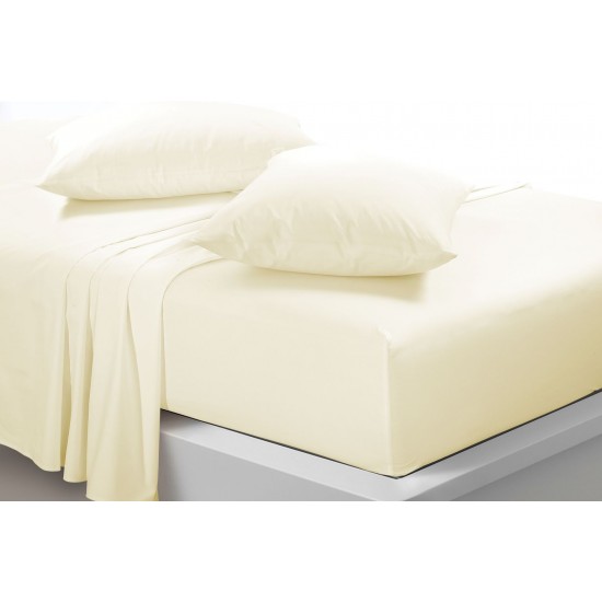 Poly Cotton Luxury Non-Iron Percale Fitted Sheet Single Double King Super King