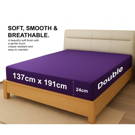 Plain Fitted Bed Sheets - Single Double King Super King - Super Soft Touch✔