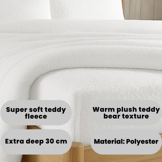 Teddy Fleece Extra Deep Fitted Sheet Cosy Warm Bed Sheets Single Double King