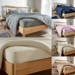 Teddy Fleece Extra Deep Fitted Sheet Cosy Warm Bed Sheets Single Double King