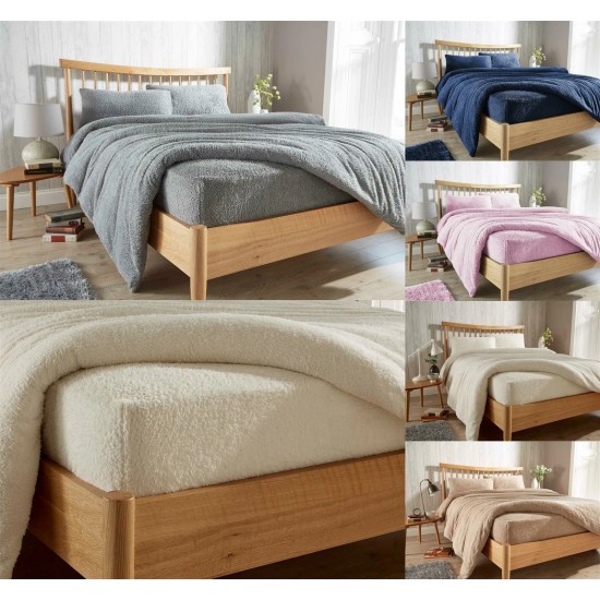 Teddy Fleece Extra Deep Fitted Sheet Cosy Warm Bed Sheets Single Double King