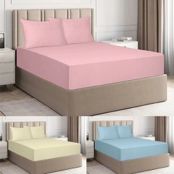 JERSEY Cotton Extra Deep 30cm Fitted Sheet Single Double Super King Pillow Cases