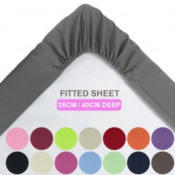 EXTRA DEEP Fitted Sheet 25cm/40cm Bed Sheet Single Double Super King Pillowcases