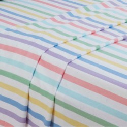 Multicolour Candy Stripe Flannelette Bed Sheet Set 100% Brushed Cotton Bedding