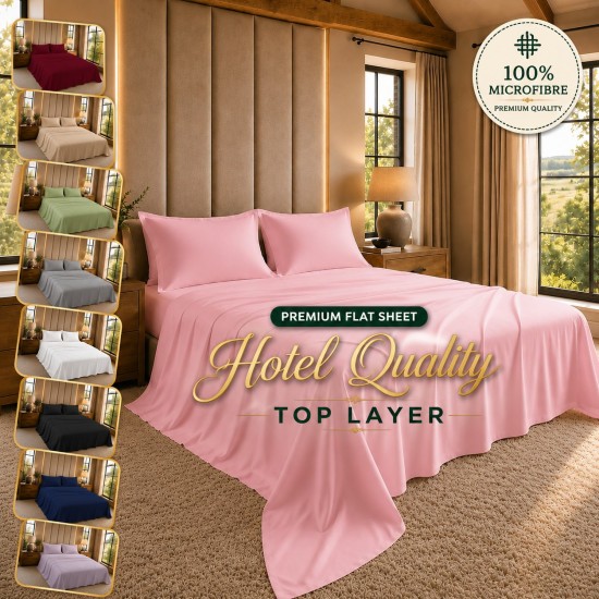 Soft & Luxury Flat Sheets Hotel Quality Plain Bed Sheets Single Double King S/K