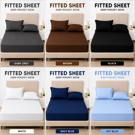 Full Fitted Extra Deep Sheet 30cm Ultra Soft Bed Sheets Single Double K Super K