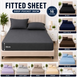 Full Fitted Extra Deep Sheet 30cm Ultra Soft Bed Sheets Single Double K Super K