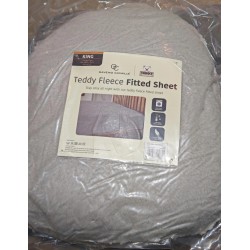 Teddy Bear Fleece Fitted Bed Sheet, Soft Warm & Cosy Bedding, King Size, New