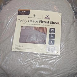 Teddy Bear Fleece Fitted Bed Sheet, Soft Warm & Cosy Bedding, King Size, New