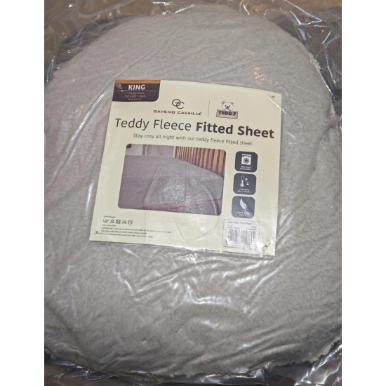 Teddy Bear Fleece Fitted Bed Sheet, Soft Warm & Cosy Bedding, King Size, New