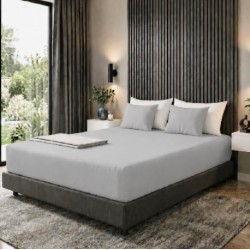 DEEP FITTED BED SHEET DOUBLE SILVER GREY GU174 SPECTRUM MITRE NEW IN PACK