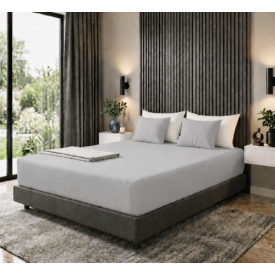 DEEP FITTED BED SHEET DOUBLE SILVER GREY GU174 SPECTRUM MITRE NEW IN PACK